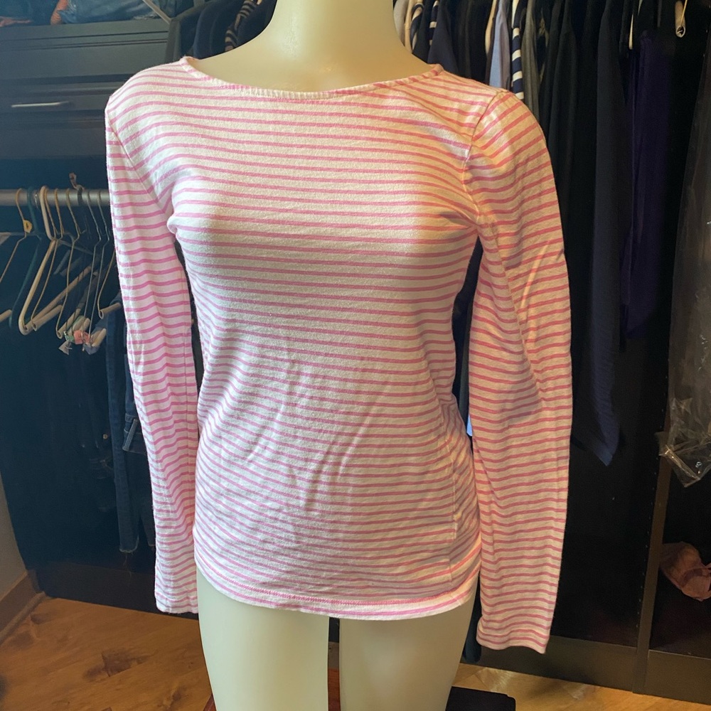 J. Crew Artist T T- shirt XS Pink and white stripes